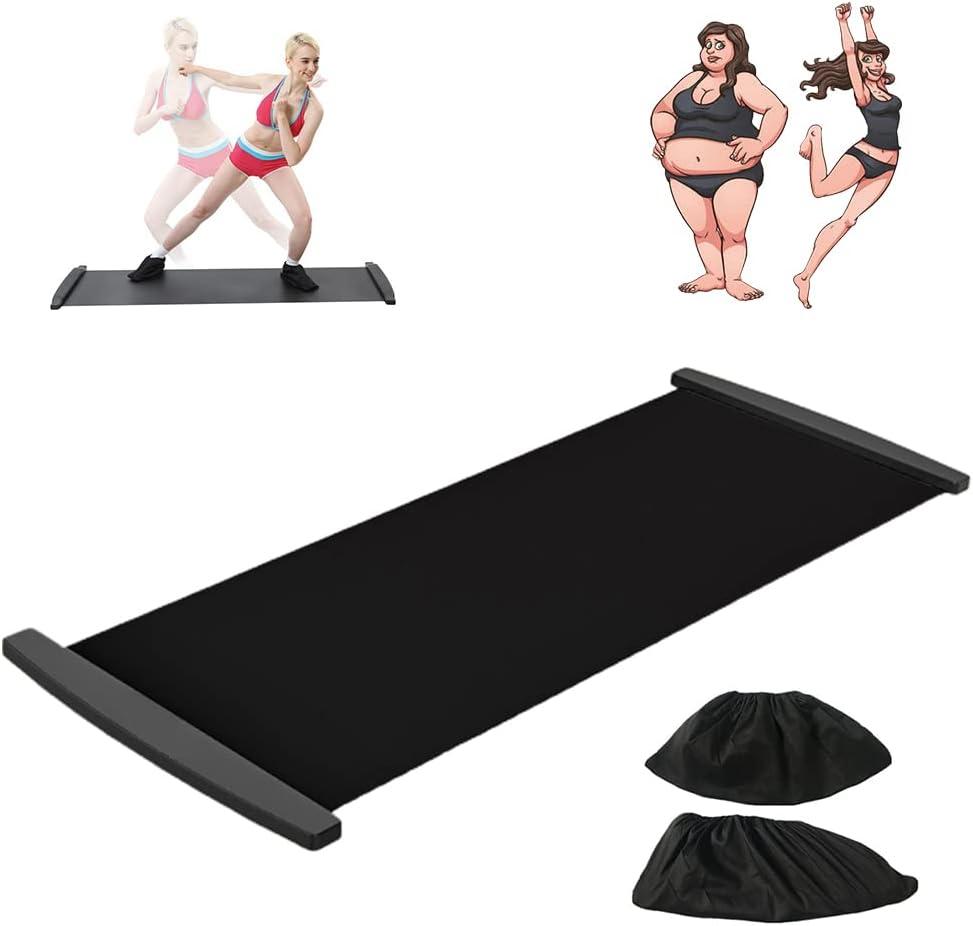 Slide Board with Shoe Cover, Sliding Booties, Slimming Exercise Slide Mat for Leg Pot Training Fitness and Athletic Training (size:200 * 50cm)
