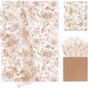 MUNILAIL 100 Sheets Brown Floral Tissue Paper 14 x 20 Inches Flower Tissue Paper for Gift Bags Vintage Floral Gift Paper Tissue for Birthday Gift Packing Crafts