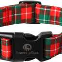 Lionet Paws Chirstmas Dog Collar,Green Red Puppy Collars with Quick Release Buckle for Boy and Girl Female Dogs, Small, Neck 10-16 inches