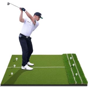 DCQ Real Feel 5x4ft & 6x4ft Golf Hitting Mat, Large Golf Mat, Dual Turf, Fairway & Rough Artificial Grass, Golf Practice Mat Indoor & Outdoor, Driving & Chipping Pad with Cushion, Golf Simulator Mat