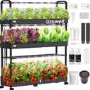 Large Hydroponics Growing System Kit, 48 Pods Vertical Hydroponic Garden, with 48 Large Buckets, 40L Indoor Garden System for Herb Vegetable Fruit, with 2 Light Modes, Auto Circulating Water System