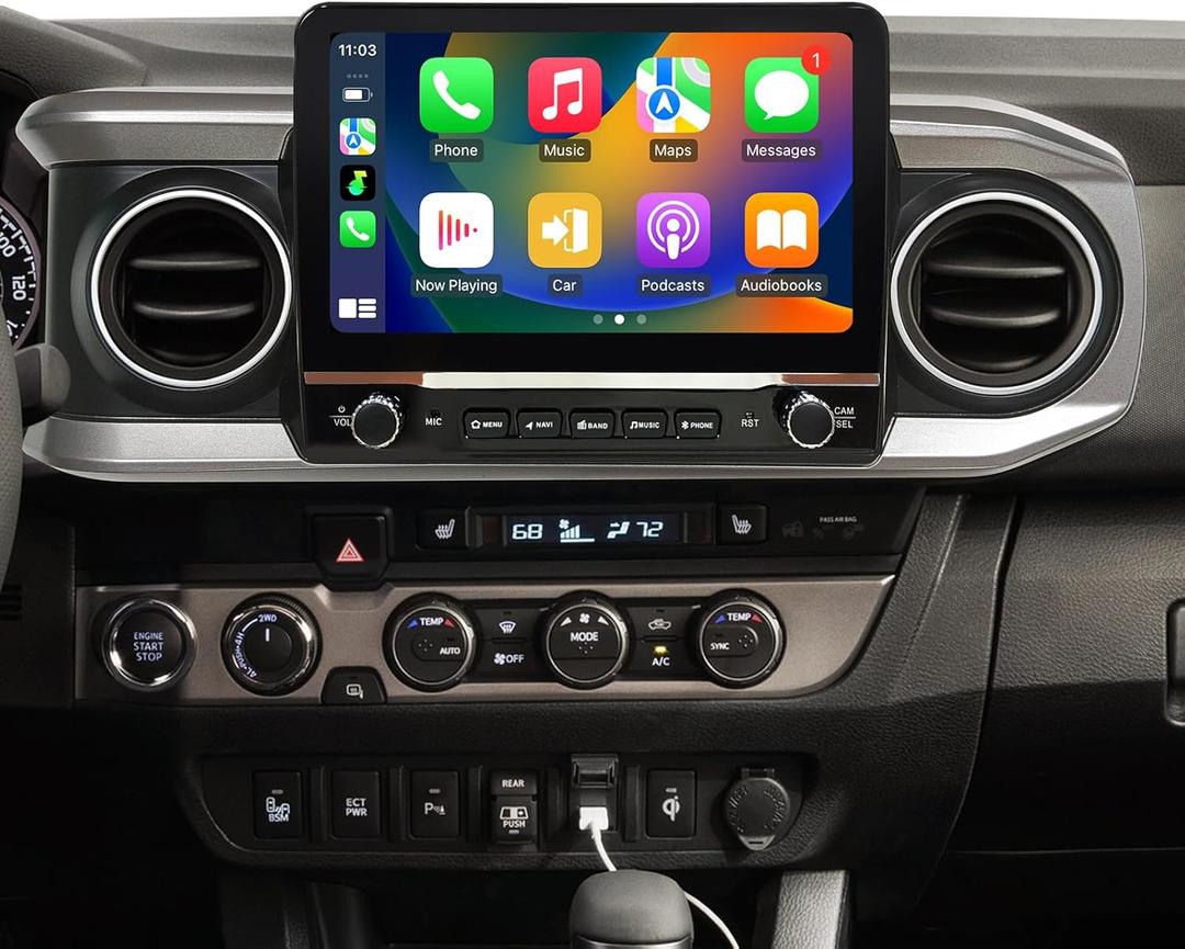 Car Radio for Toyota Tacoma 2016-2022 Radio Upgrade 8Core 4+32G Wireless Carplay & Android Auto 10.1 Inch Touch Screen WiFi GPS BT FM/AM SWC Support JBL