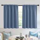RYB HOME Short Blackout Curtains for Small Window, Sunmmer Heat Light Blocking Privacy Protection Curtains for Sunroom Laundry Room Stair Window, Width 52 by Length 36, Stone Blue, Set of 2