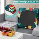 PickyNproud 8Pcs Patio Cushion Covers Stretch Outdoor Couch Cushions Slipcovers Replacement Washable Furniture Protector with Elastic Bottom Sofa Chair Seat Cover, Floral Leaves