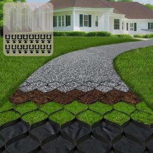 2" Thick Gravel Ground Grid 9ft x 17ft - Geo Grid Driveway Stabilization Grids, Gravel Retainer Grid 1800 LBS Per Sq ft, Geocell Paver System for Walkway Driving RV Parking Slopes and Garden