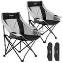 SUNNYFEEL 2 Pack Lightweight Oversized Camping Chairs for Adults, Heavy Duty Portable Folding Chair with Carry Bag, Side Pockets & Cup Holder, Supports 300 lbs, for Tailgating Hiking Picnic Backyard