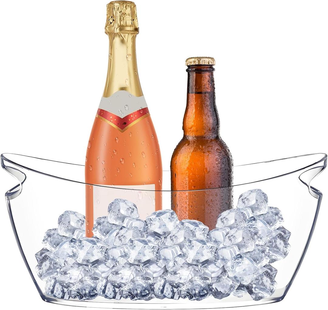 Cheardia 2 Pcs Ice Bucket, Acrylic Champagne Bucket 5.5L Beverage Tub for Parties, Long and Narrow Mimosa Bar Supplies, Cocktail Bar, Champagne, Beer, Wine, Clear