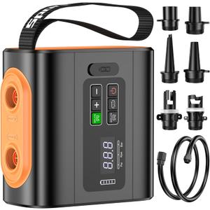 Paddle Board Pump Electric Portable, 15000mAh Rechargeable 22PSI SUP Pump, Pool Inflatable PumpSup Air Pump with Auto-Off,Deflation Function for Pool Inflatables, KayaksBoatsWind Wings, SUPs (orange)