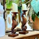 15H Antique Bronze Seahorse Candle Holder 2 Pcs Statue Elegant Home Wedding Table Ocean Seaside Decor Saltwater Fish Coastal Nautical Bygone Era Theme Presents for Sea Marine Magical Things Lovers