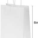 Joybe 100 Pack 5.95x3.25x8 Inch Small White Paper Bags with Handles Bulk, Kraft Paper Gift Bags for Birthday Party Favors Grocery Retail Shopping Business Goody Merchandise Craft Blank Sacks (100pcs)