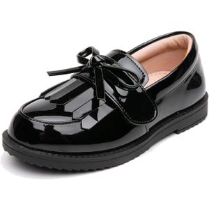 DADAWEN Girl's Loafers Slip On Tassel Oxford Shoes Flats Round Toe School Uniform Dress Shoes (Toddler/Little Kid/Big Kid) Size 34 Kids