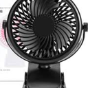 Portable Magnetic USB Clip on Fan - 6 Inch 5000mAh Rechargeable, 3 Speed, 720 Adjustable, Personal Desk Fan for Bedroom, Camping, Golf Cart, Office (TF29B 5000mah black, Black)