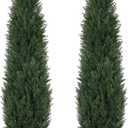 Artificial Cedar Topiary Trees, 5FT UV Resistant Topiary Trees Artificial Outdoors, Realistic Pre-Potted Faux Cypress Plants for Outdoor Porch, Home Entryway, and Garden Decor, Set of 2