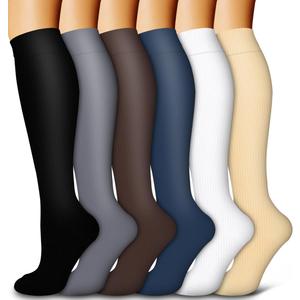 6 Pack Copper Compression Socks for Women and Men Circulation-Best Support for Medical,Running,Nursing,Athletic, Large-X-Large