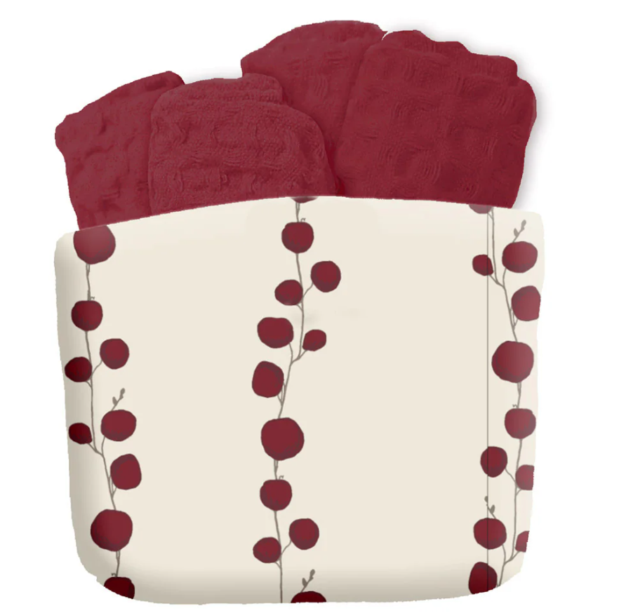 Sewing Down South for HD Designs Berries Dishcloth Basket - Red