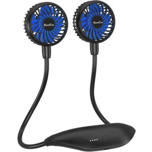 HandFan 5000mAh Portable Neck Fan, Necklace Fan Battery Operated Max 26hrs working, Wearable Fan Rechargeable 6 Speeds, Hands-Free Fan 360 Adjustable for Outdoor Activities Travel Office Home (Black)