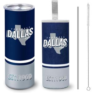 Tumbler 20oz Straight Skinny Car Cups With Insulated Cup Sleeve Portable Handle, Sports Travel Coffee Mug, Stainless Steel, Insulated,Classic Collection Gifts for Men Women Fans