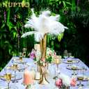 NUPTIO Gold Tall Centerpiece Table: 21.9" Trumpet Vases for Wedding Metal Flower Stand for Party Decorations Set of 10