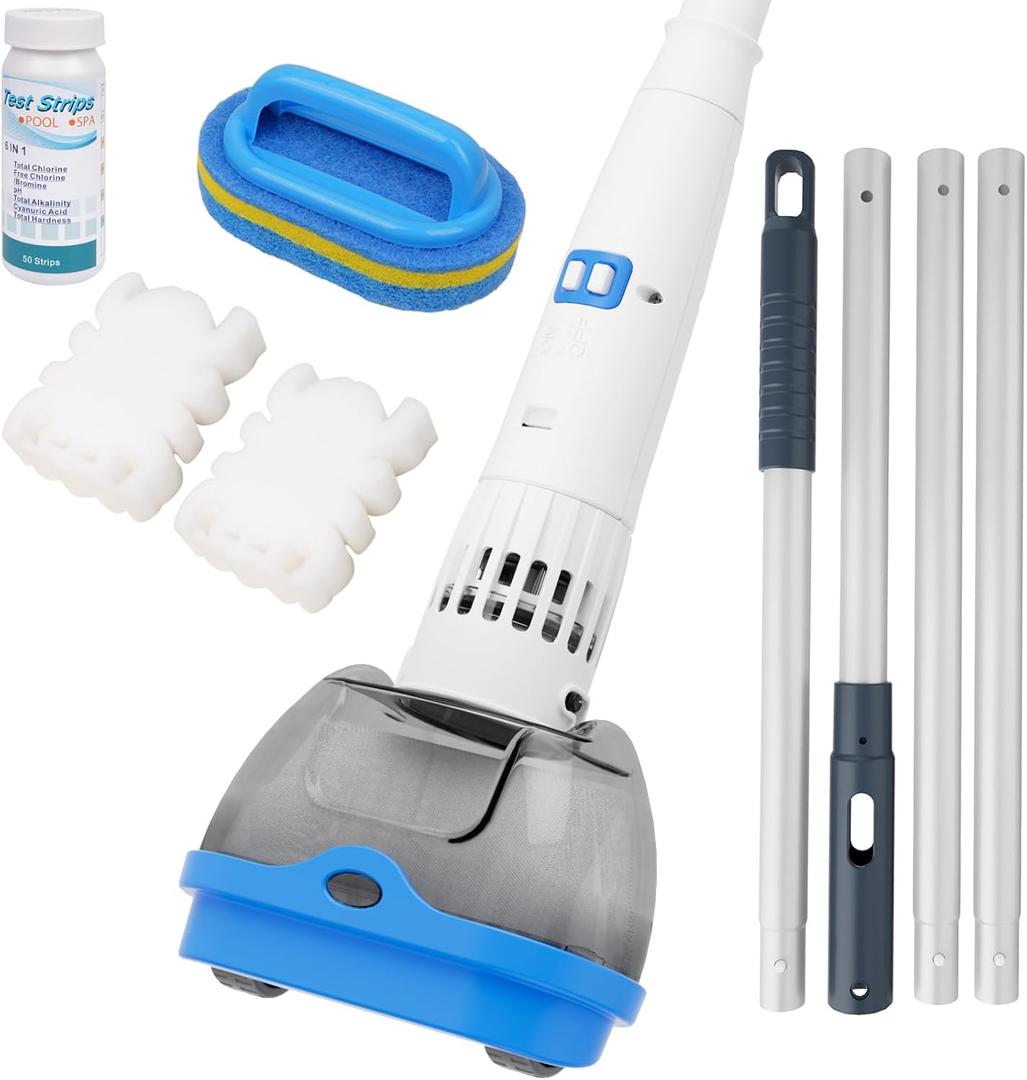 Rechargeable Hot Tub Vacuum Cleaner for Spa - Magnetic Drive System, Ultra Fine Mesh Filter for Small Particle, Spot Cleaning for Above-Ground Inground Pools, 60 Mins