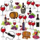 Red Wine Cupcake Toppers 48Pcs Red Wine Party Decorations Wine Cupcake Decorations Cheers Birthday Decor for Wind Theme Party Supplies