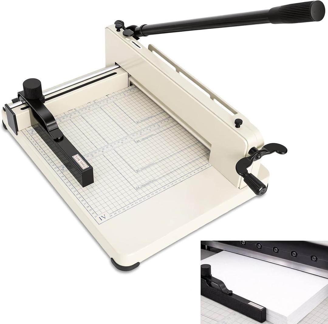 12 inch Heavy Duty Paper Cutter with HSS Blade, Industrial 400 Sheet Capacity Steel Paper Trimmer, Commercial Paper Cutter for Print Shop, School Crafting with Dual Safety Lock Protective Cover