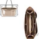 ZTUJO Purse Organizer Insert For Handbags, Silky Bag Organizer With 2 Zippers For Speedy Neverful Tote and More (Beige, Large)
