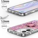 Silverback for iPhone 16 Case, Moving Liquid Holographic Sparkle Glitter Case with Kickstand, Girls Women Bling Diamond Ring Protective Case for iPhone 16 - Pink