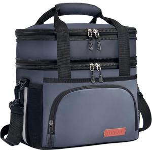 Tactical Lunch Box for Men & Women  Expandable 16L Double Deck Insulated Cooler Bag for Work, Construction & 12-Hour Shifts  Heavy Duty Leakproof Large Meal Prep Tote with Shoulder Strap (Dark Gray)