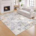 Living Room Rugs 6x9 Grey Washable Area Rug, Abstract Modern Bedroom Rugs Non Slip Stain Resistant Neutral Large Carpet for Nursery, Dining, Kids Playroom, Dining Room, Office, Gray