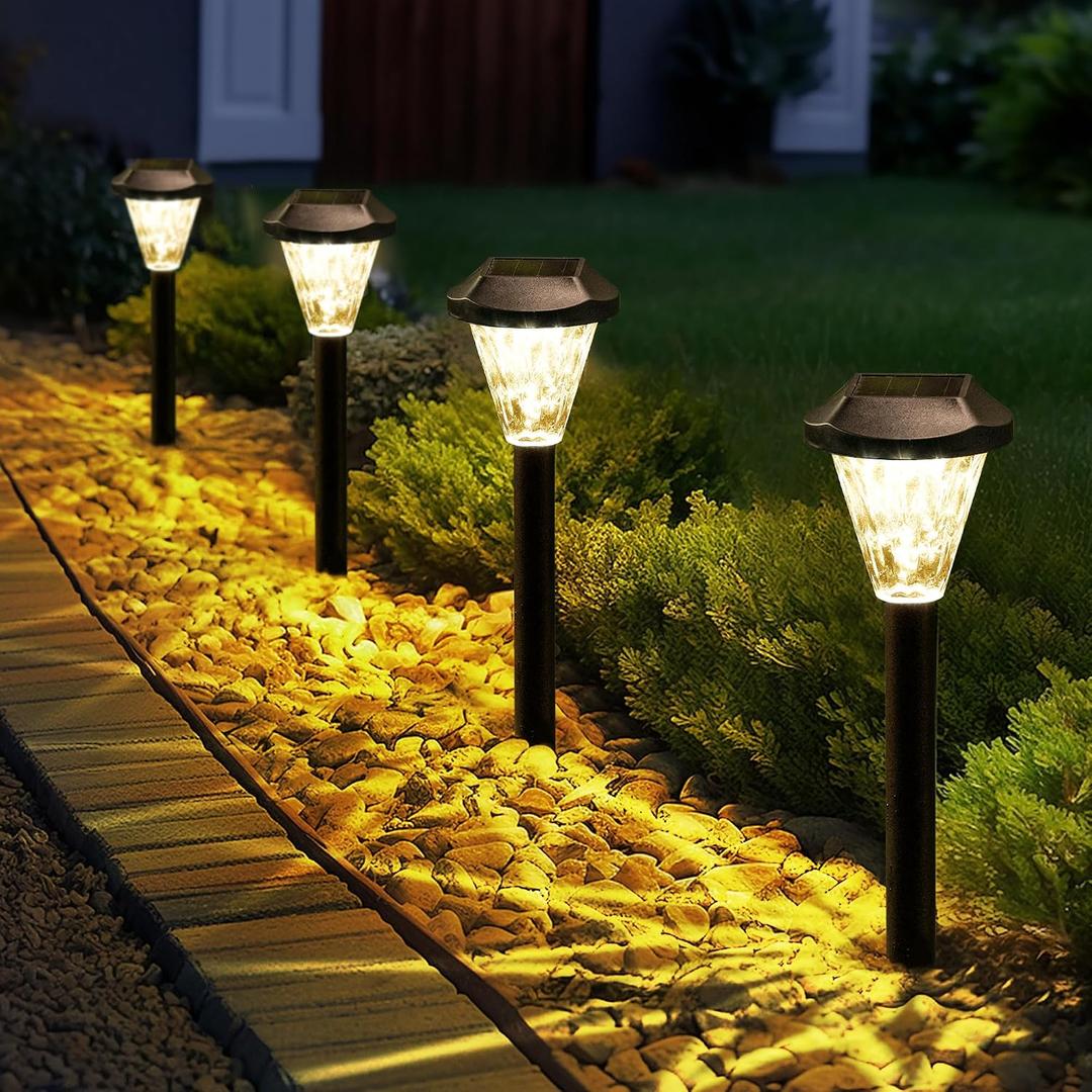 GIGALUMI 8 Pack Solar Lights Outdoor Waterproof, Outdoor Solar Lights for Yard, Solar Garden Lights, Yard Decorations Outdoor for Pathway, Patio, Garden, Driveway, Lawn, and Landscape(Warm White)