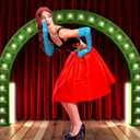 3 Pcs Halloween Rabbit Costume for Women Include Red Wig Blue Long Gloves Red Rose for Women Dress Cosplay Party