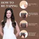 GOO GOO Tape in Hair Extensions Human Hair, 4A Chocolate Brown, 16inch 50g 20pcs, Skin Weft Seamless Invisible, Silky Straight with Thick Ends, Remy Human Hair