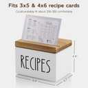 Recipe Box, Wood Recipe Card Box Set, Recipe Box with 100 Cards and 6 Dividers,4x6 Recipe Organizer, Recipe Card Holder, White