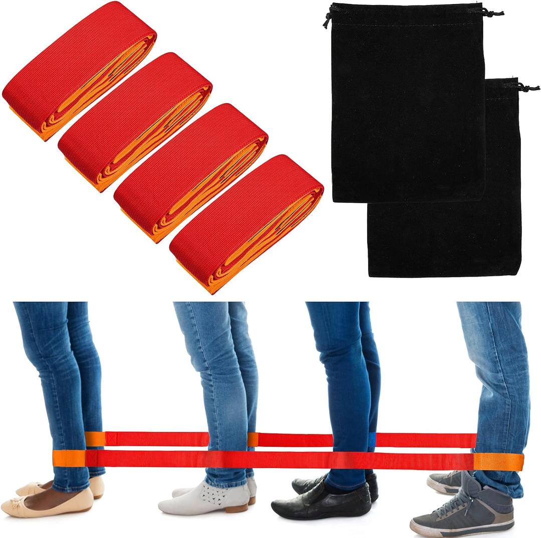 2 Sets 4 Legged Race Bands for Kids Field Day Team Building Games for Work Birthday Holiday Party Outdoor Activities for Adults Boys Girls Group Fun Games