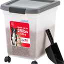 IRIS USA Airtight Dog Food Storage Container 25 lbs, Removable Wheels, for Dog Cat Bird and Other Pets, Food Storage Bin, Keep Fresh, Made in USA, Clear/Dark Gray