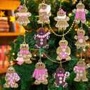 Gingerbread Man Ornaments Christmas Tree Decorations - 36pcs Pink Gingerbread Man Christmas Decorations Hanging Ornaments for Holiday Xmas Tree Home Decor