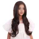 Kids Mixed Brown Wig Child Long Dark Brown Wavy Curly Wig Girls Chocolate Middle Part Wigs Heat Resistant Synthetic Wigs with Cap