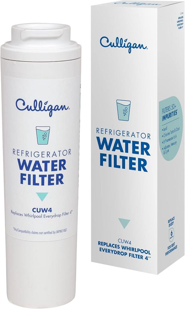 Culligan CUW4 Refrigerator Water Filter Replacement for Whirlpool Water Filter 4 (EDR4RXD1) Replace Every 6 Months Pack of 1