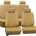 FH Group PU007114 Deluxe Leatherette Full Set Car Seat Covers, Airbag Compatible & Split Rear, Solid Beige Color- Fit Most Car, Truck, SUV, or Van