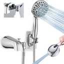 All Metal Bathtub Faucet with Sprayer 10 Settings, Tub Spout with Diverter Chrome