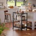 Bar Cart Black, Serving Cart for Home, 3 Tier Drinks Cart with Wheels, Rolling Beverage Cart for Kitchen Dining Living Room, 64 cm x 40 cm x 85 cm