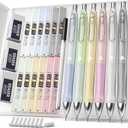 Nicpro 6PCS Pastel Mechanical Pencil Set 0.7 mm, Cute Mechanical Pencils with Comfort Grip with 12 Tubes HB Lead Refill, 3 Eraser, 9 Eraser Refills for Student Writing, Drawing, Sketching- with Case