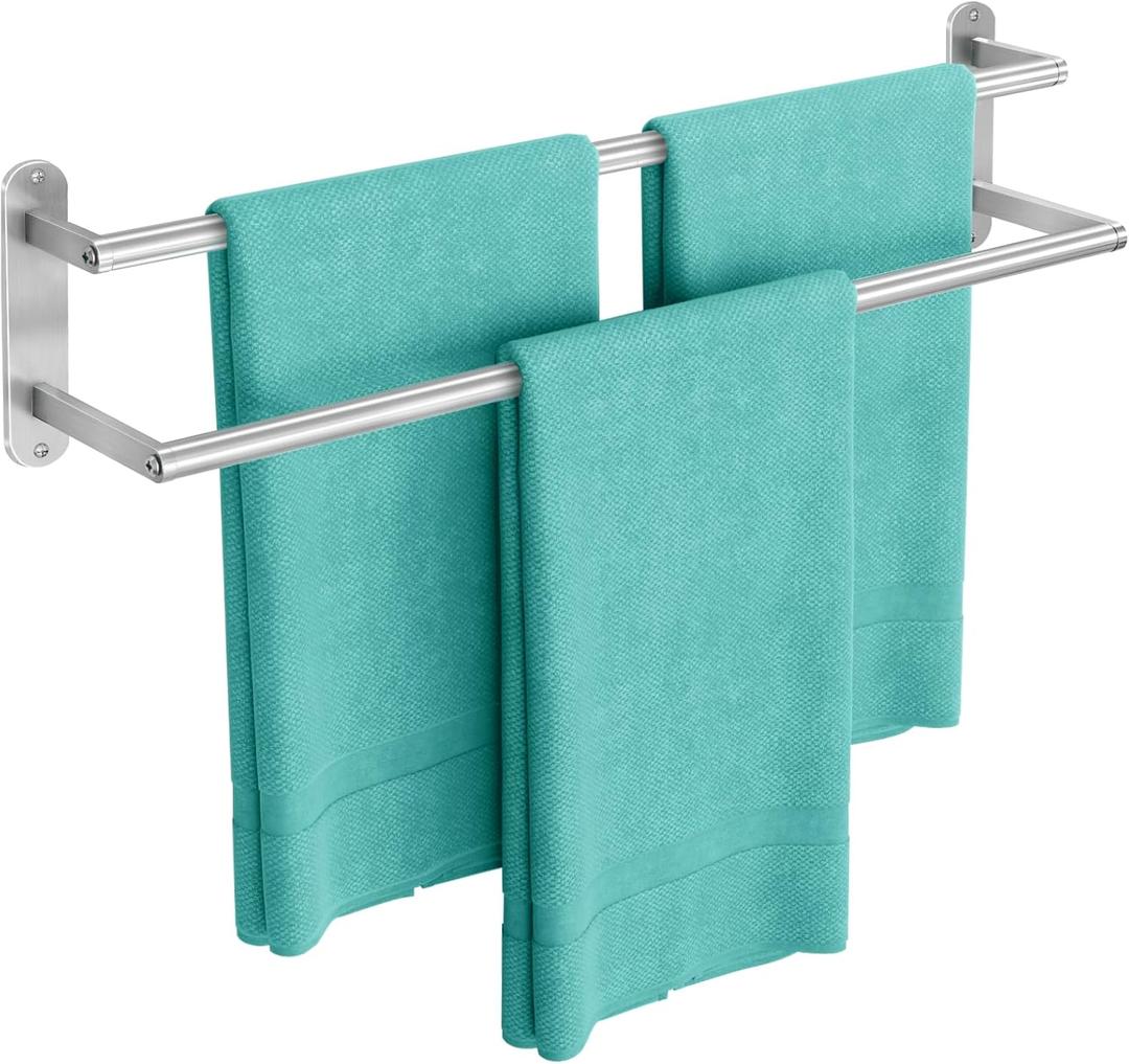 Towel Rack for Bathroom, Double Towel Bar 24Inch, Stainless Steel Bathroom Towel Holder, Double Towel Hanger Wall Mounted Towel Rod, Bathroom Towel Rack(Brushed Nickel)
