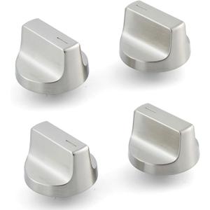 atgestore W11366438 Stove Knobs Stainless Steel Replacement for Whirlpool Stove Parts Cooktop Knobs 0.18 x 0.25in Whirlpool Gas Range Parts Stove Top Burner Control Knobs 4 Pcs