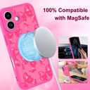 OOK Phone Case Design for iPhone 17 Case, Compatible with MagSafe, Cute Bows Design Frosted Shockproof for Women Girls Magnetic Phone Cover - Hot Pink Bow