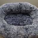 36 inches Donut Dog Bed for Large Dogs - Calming Fluffy Round Pet Bed with Removable & Washable Cover,Fits up to 80 lbs Pets (Dark Blue,Large)