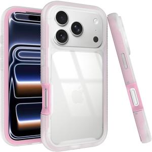 Puxicu Acrylic 2 in 1 for iPhone 17 Pro CaseAnti-Yellowing, Military-Grade Protection, Drop Shockproof Slim Phone Cover for iPhone 17 Pro 6.3", Light Pink