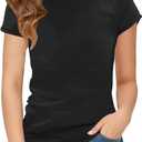 Floral Find Girls Raw Cut Cap Sleeve Tee Summer Boat Neck Lightweight Tops Cute Basic T-Shirts, Black, 8-9Y