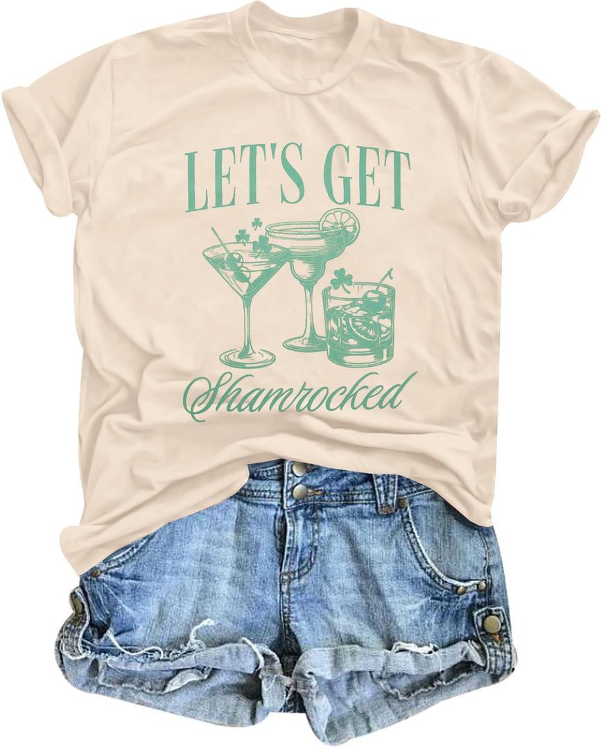 Womens St Patrick's Day Shirts Let The Shenanigans Begin Shirt Lucky T Shirt Shamrock Tee Funny Sayings Tops (S)