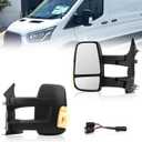 Driver Side Mirror for Ford Transit 2015-2025, Left Long Arm Door Mirrors Replacement Power Mirror with Turn Signal Light, Heated Glass